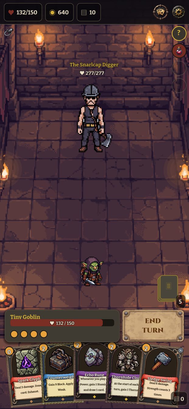 A boss fight with the new cards in hand