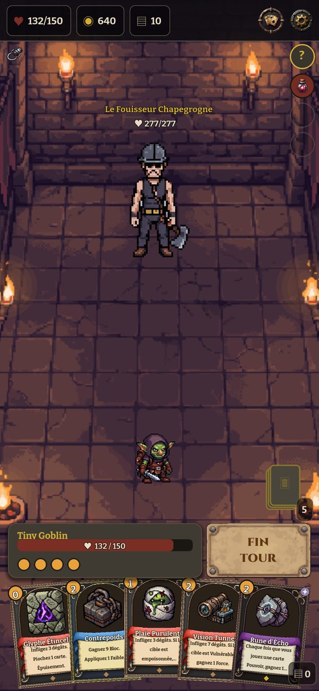 Un combat de boss avec les nouvelles cartes en main